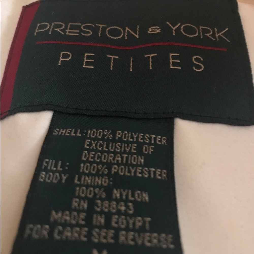 Preston and York Cream color winter jacket.
